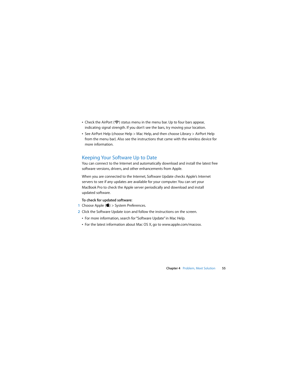 Keeping your software up to date | Apple MacBook Pro (Mid 2007, 2.4/2.2 GHz) User Manual | Page 55 / 80