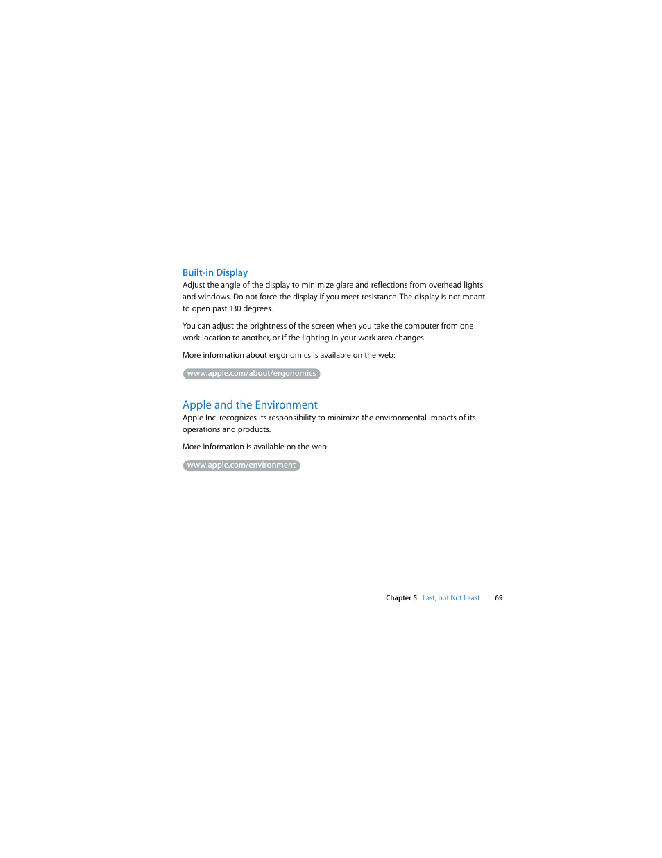Apple and the environment | Apple MacBook Pro (Mid 2007, 2.4/2.2 GHz) User Manual | Page 69 / 80