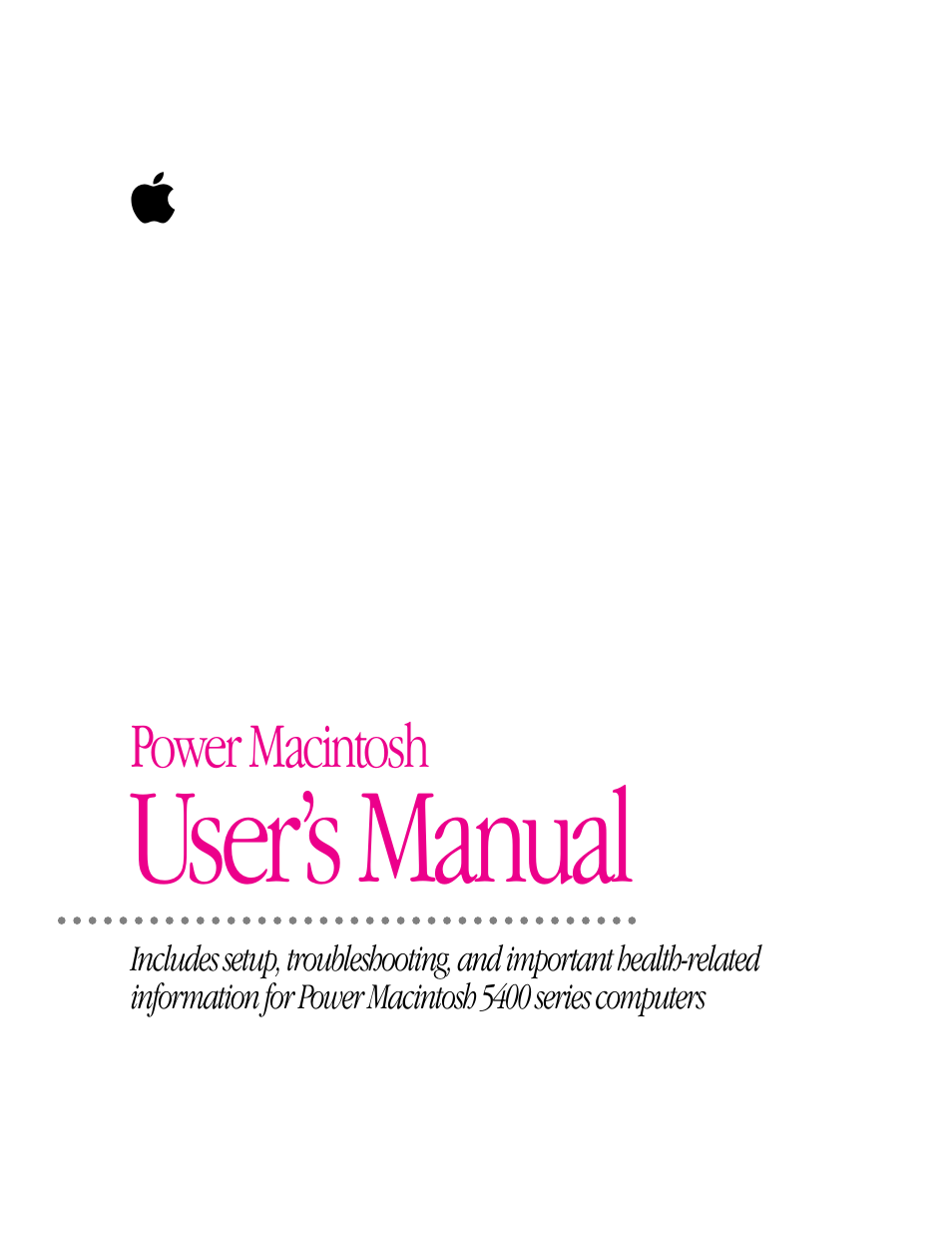 Apple Power Macintosh 5400 series User Manual | 185 pages