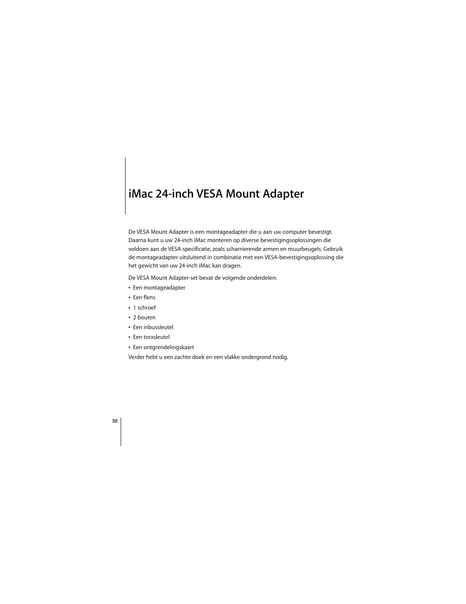 Imac 24-inch vesa mount adapter | Apple iMac 24-inch (late 2006) VESA Mount Adapter User Manual | Page 50 / 60