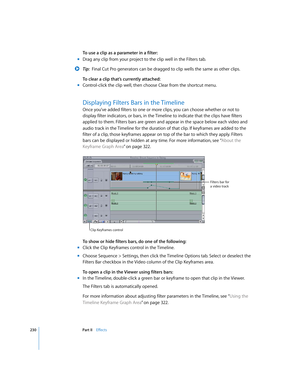 Displaying filters bars in the timeline, P. 230) | Apple Final Cut Pro 6 User Manual | Page 1015 / 2033