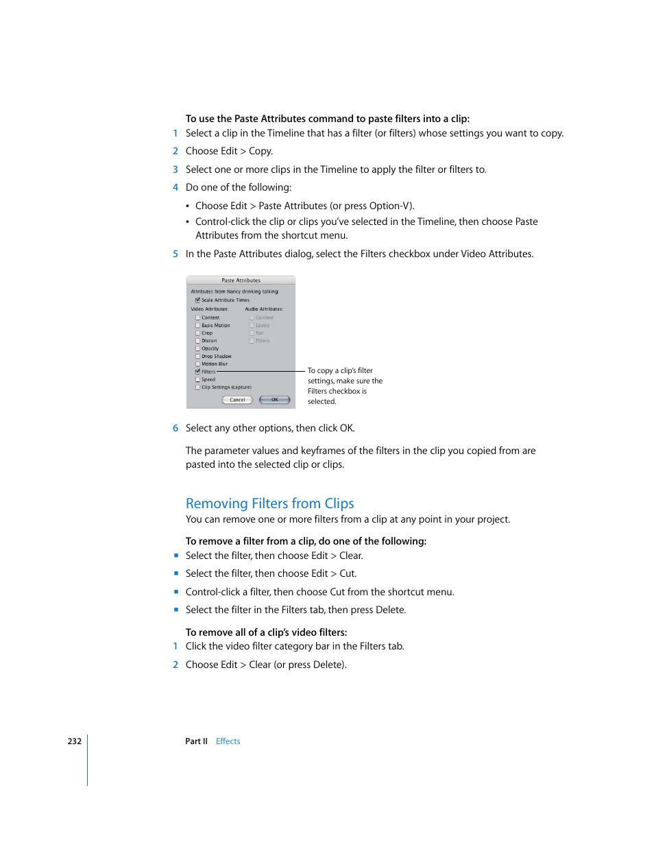 Removing filters from clips, P. 232) | Apple Final Cut Pro 6 User Manual | Page 1017 / 2033