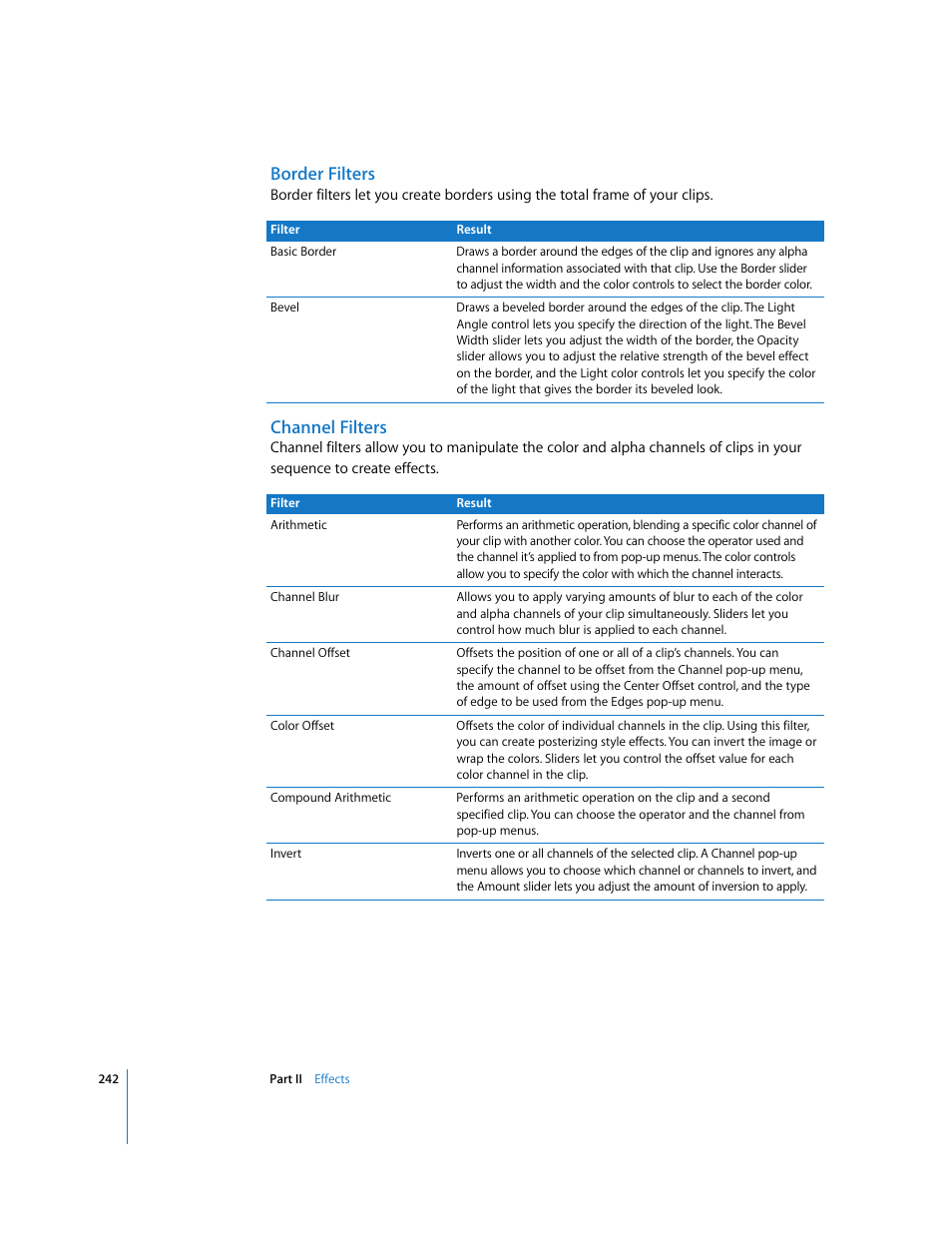 Border filters, Channel filters | Apple Final Cut Pro 6 User Manual | Page 1027 / 2033