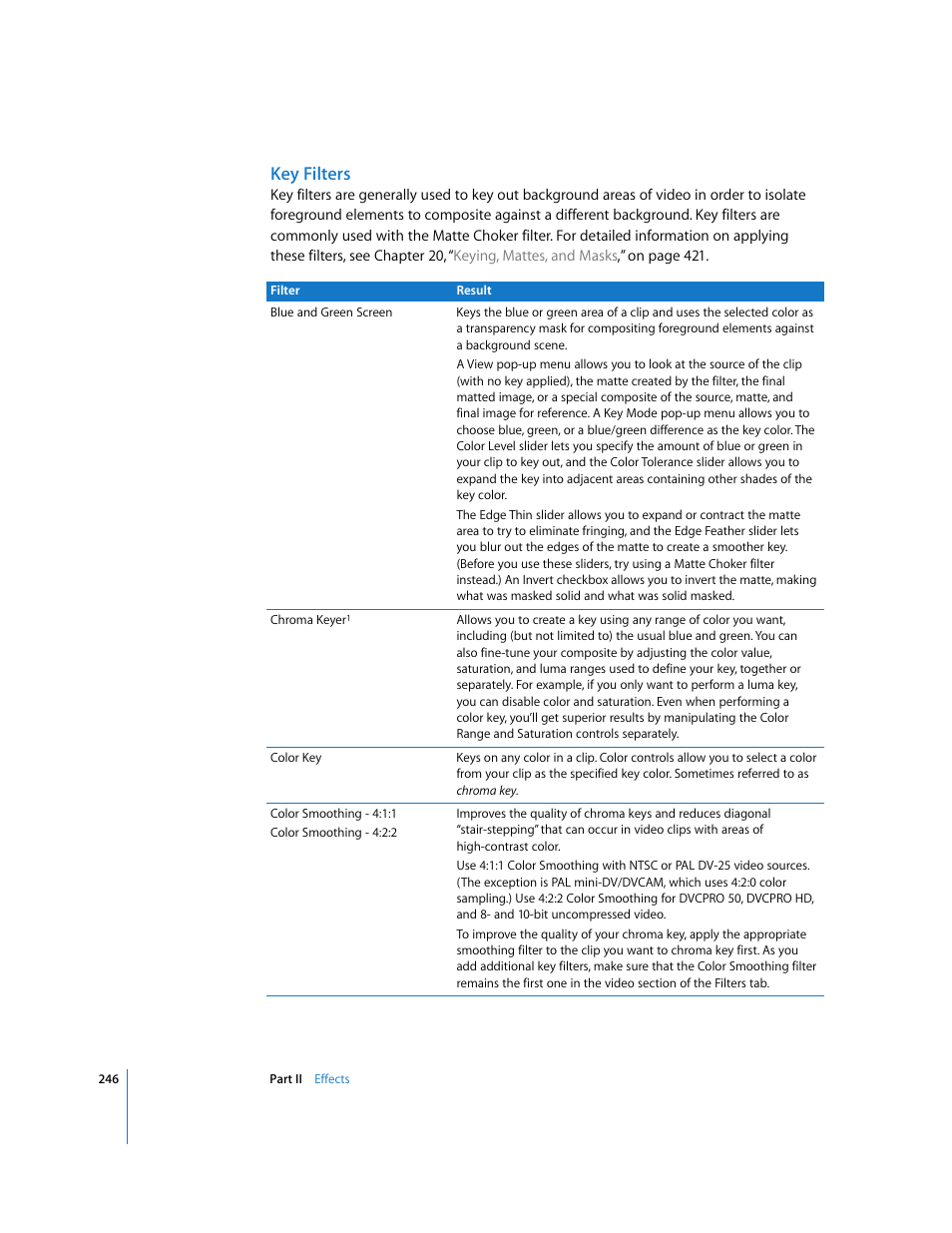 Key filters | Apple Final Cut Pro 6 User Manual | Page 1031 / 2033