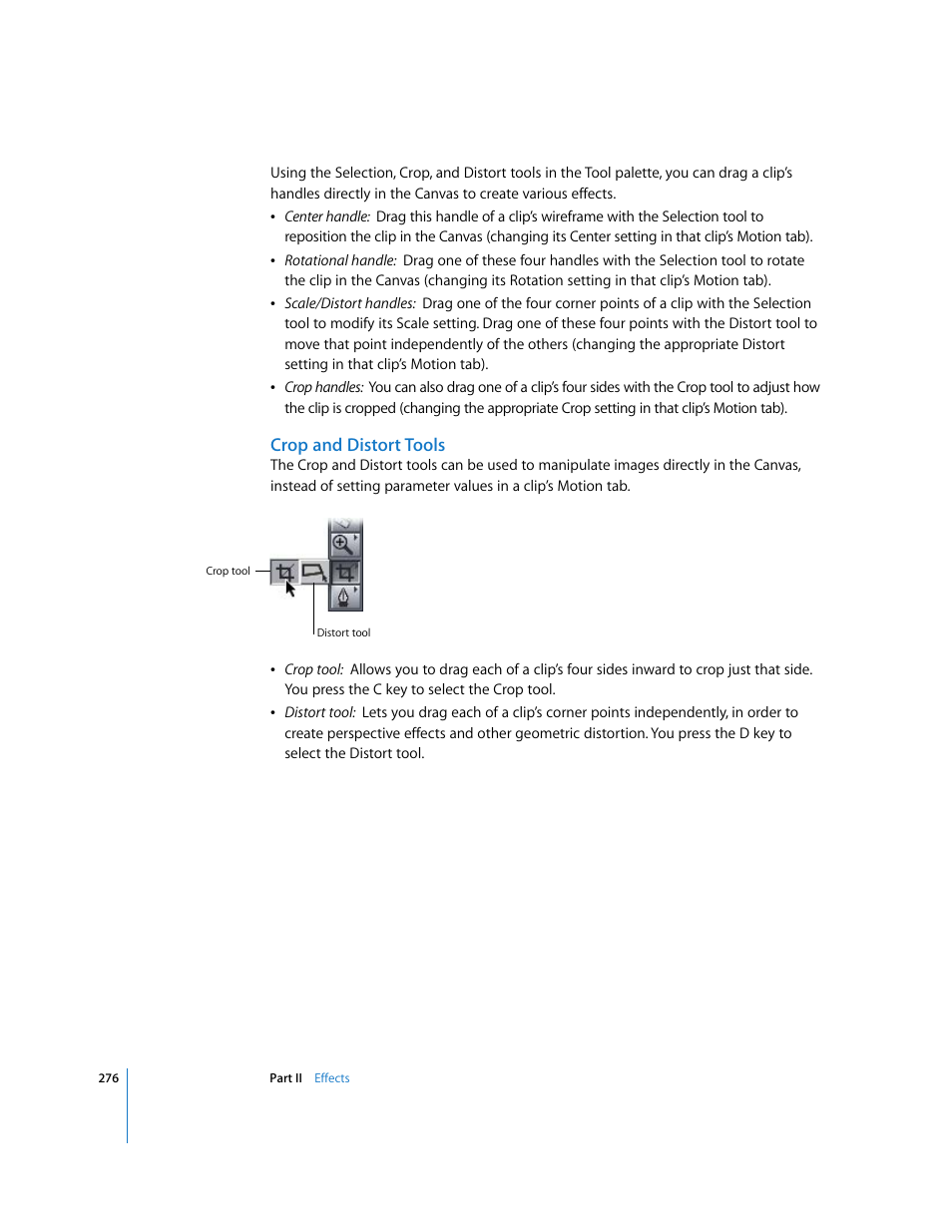 Crop and distort tools | Apple Final Cut Pro 6 User Manual | Page 1061 / 2033