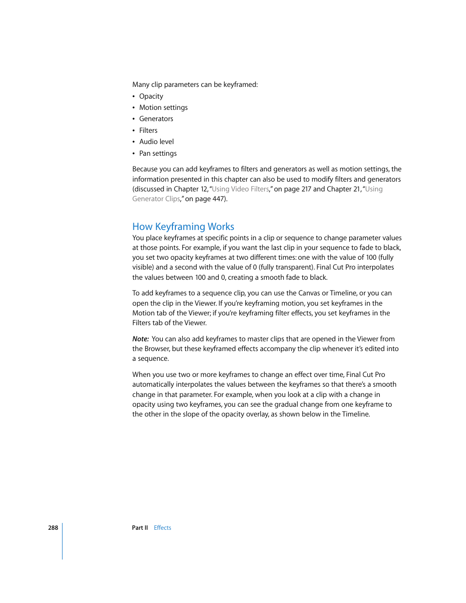 How keyframing works | Apple Final Cut Pro 6 User Manual | Page 1073 / 2033