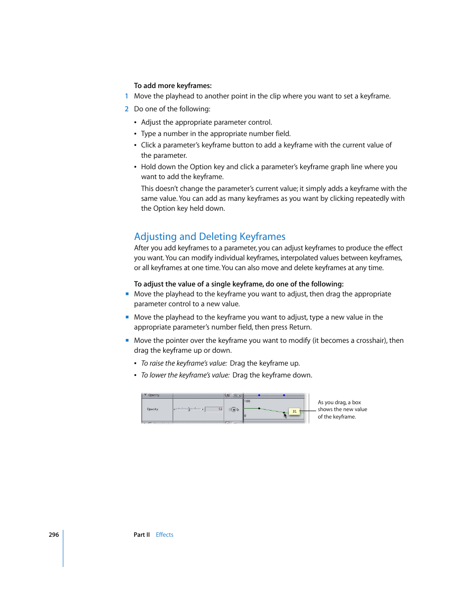 Adjusting and deleting keyframes | Apple Final Cut Pro 6 User Manual | Page 1081 / 2033