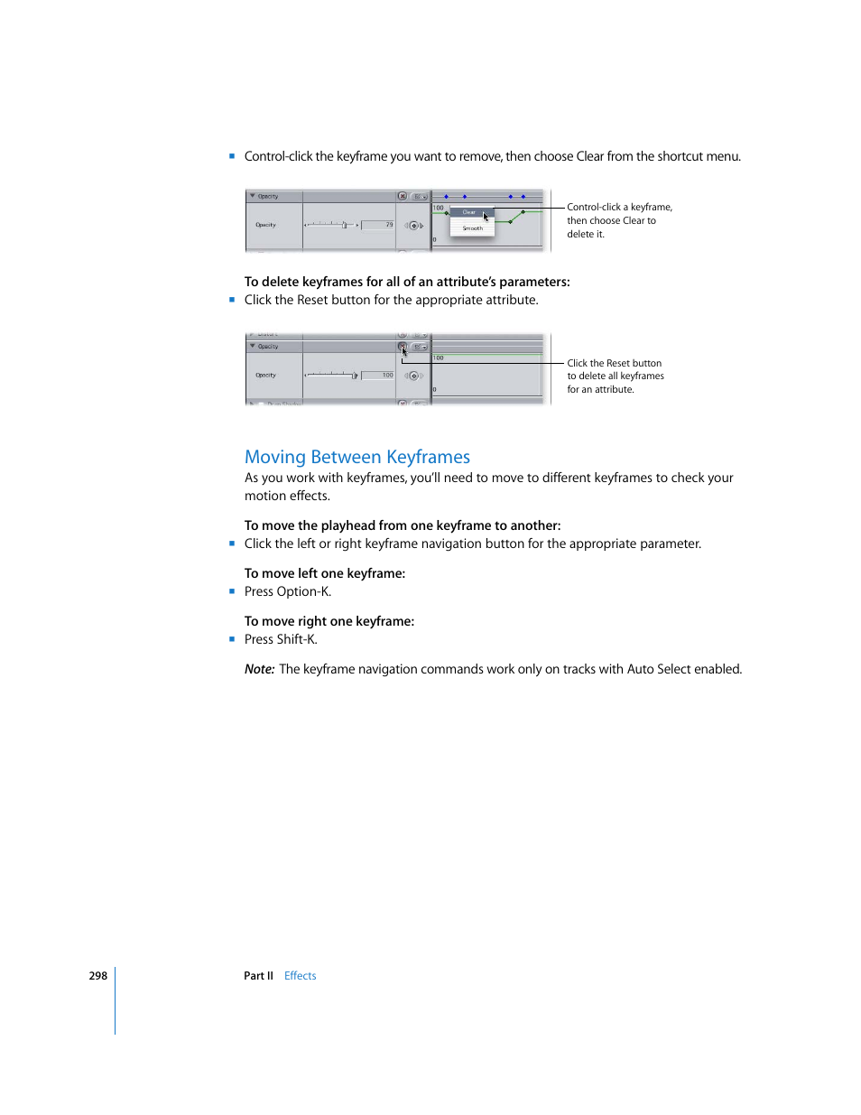 Moving between keyframes | Apple Final Cut Pro 6 User Manual | Page 1083 / 2033