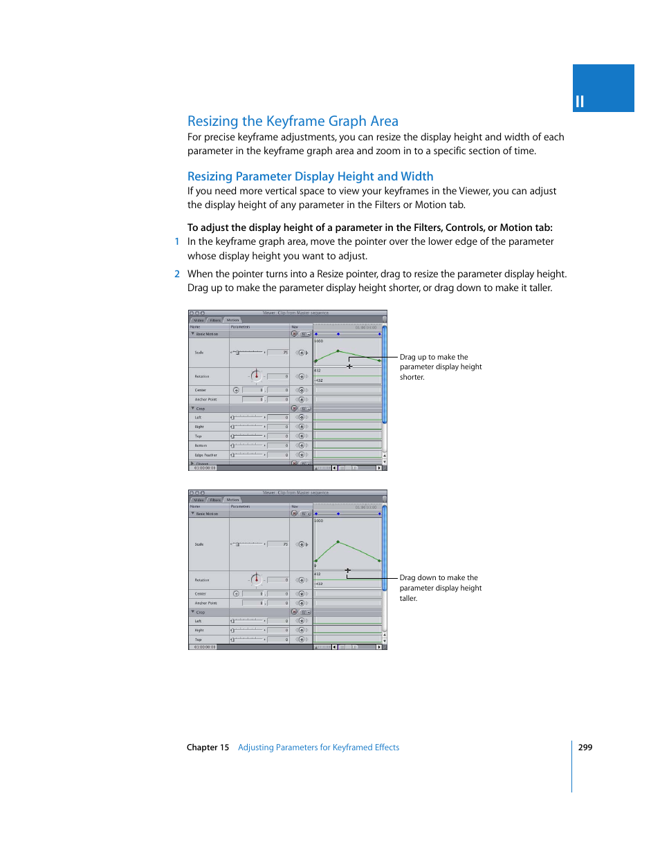 Resizing the keyframe graph area, Resizing parameter display height and width | Apple Final Cut Pro 6 User Manual | Page 1084 / 2033
