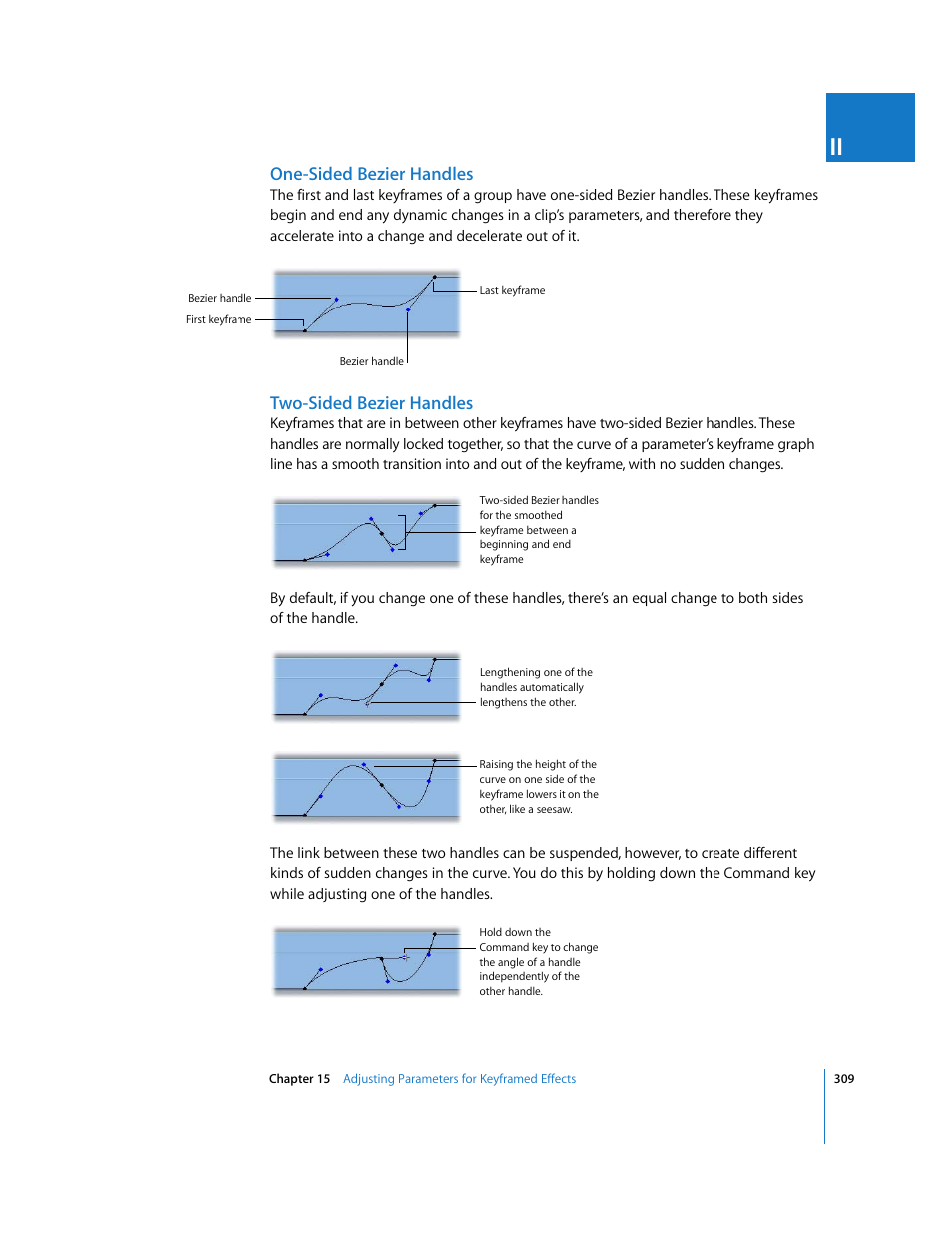 One-sided bezier handles, Two-sided bezier handles | Apple Final Cut Pro 6 User Manual | Page 1094 / 2033