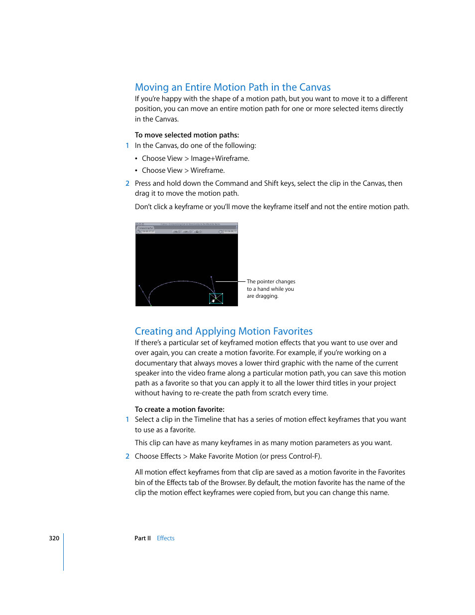 Moving an entire motion path in the canvas, Creating and applying motion favorites | Apple Final Cut Pro 6 User Manual | Page 1105 / 2033