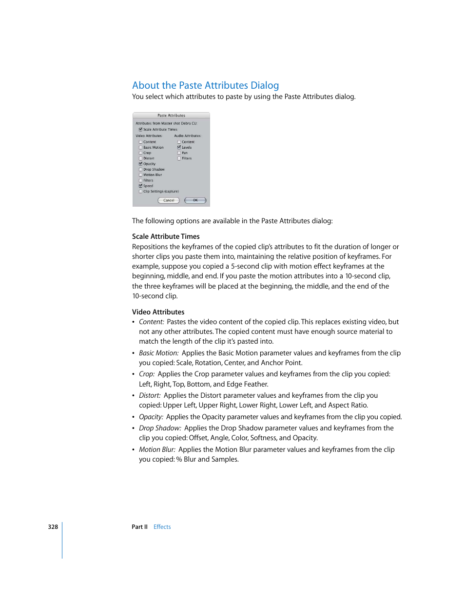 About the paste attributes dialog | Apple Final Cut Pro 6 User Manual | Page 1113 / 2033