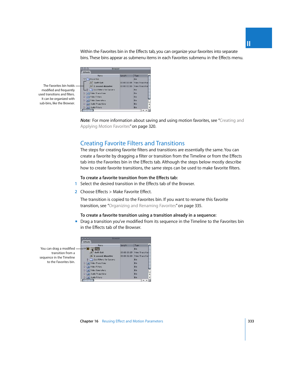 Creating favorite filters and transitions | Apple Final Cut Pro 6 User Manual | Page 1118 / 2033