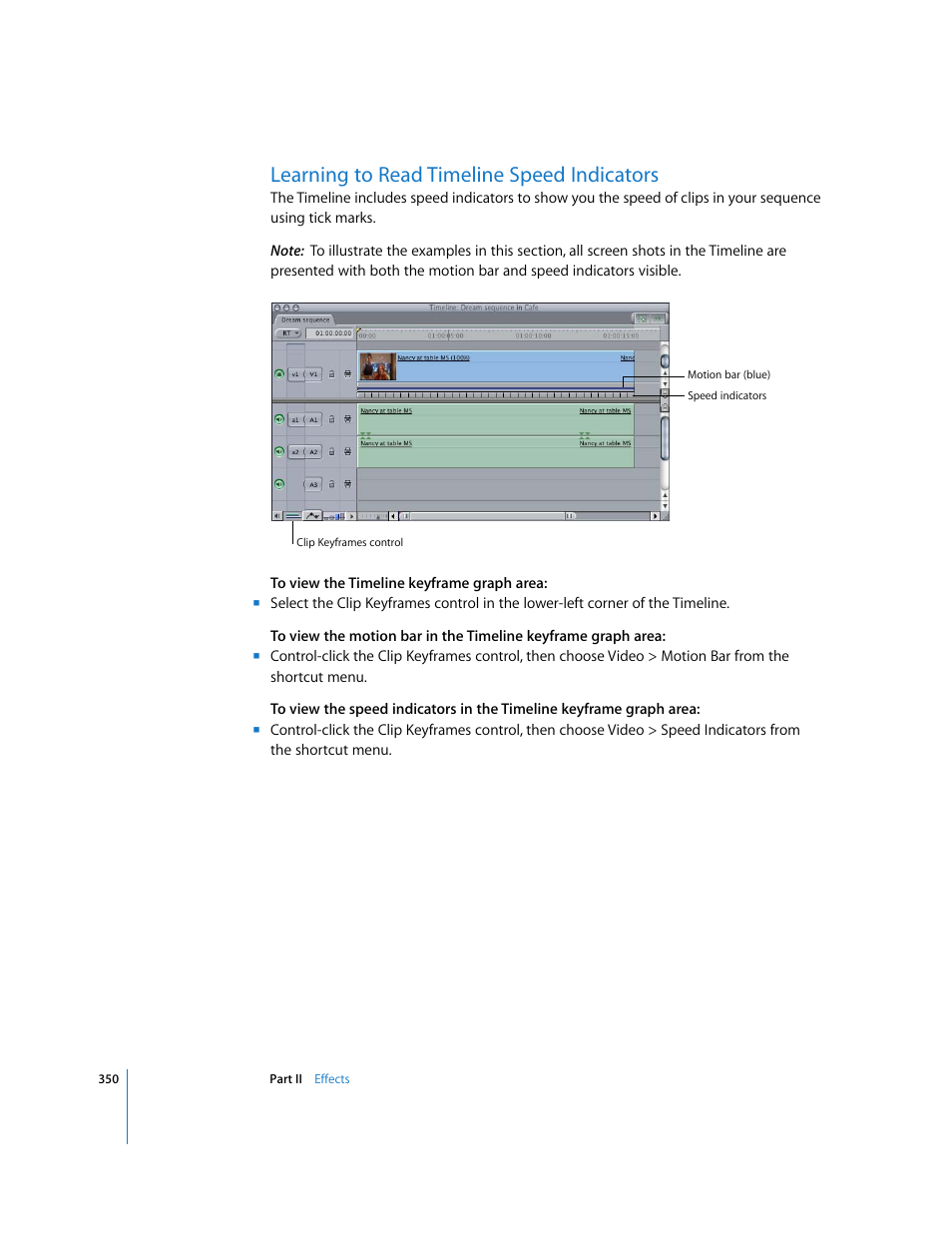 Learning to read timeline speed indicators, Learning to read, Timeline speed indicators | Apple Final Cut Pro 6 User Manual | Page 1135 / 2033