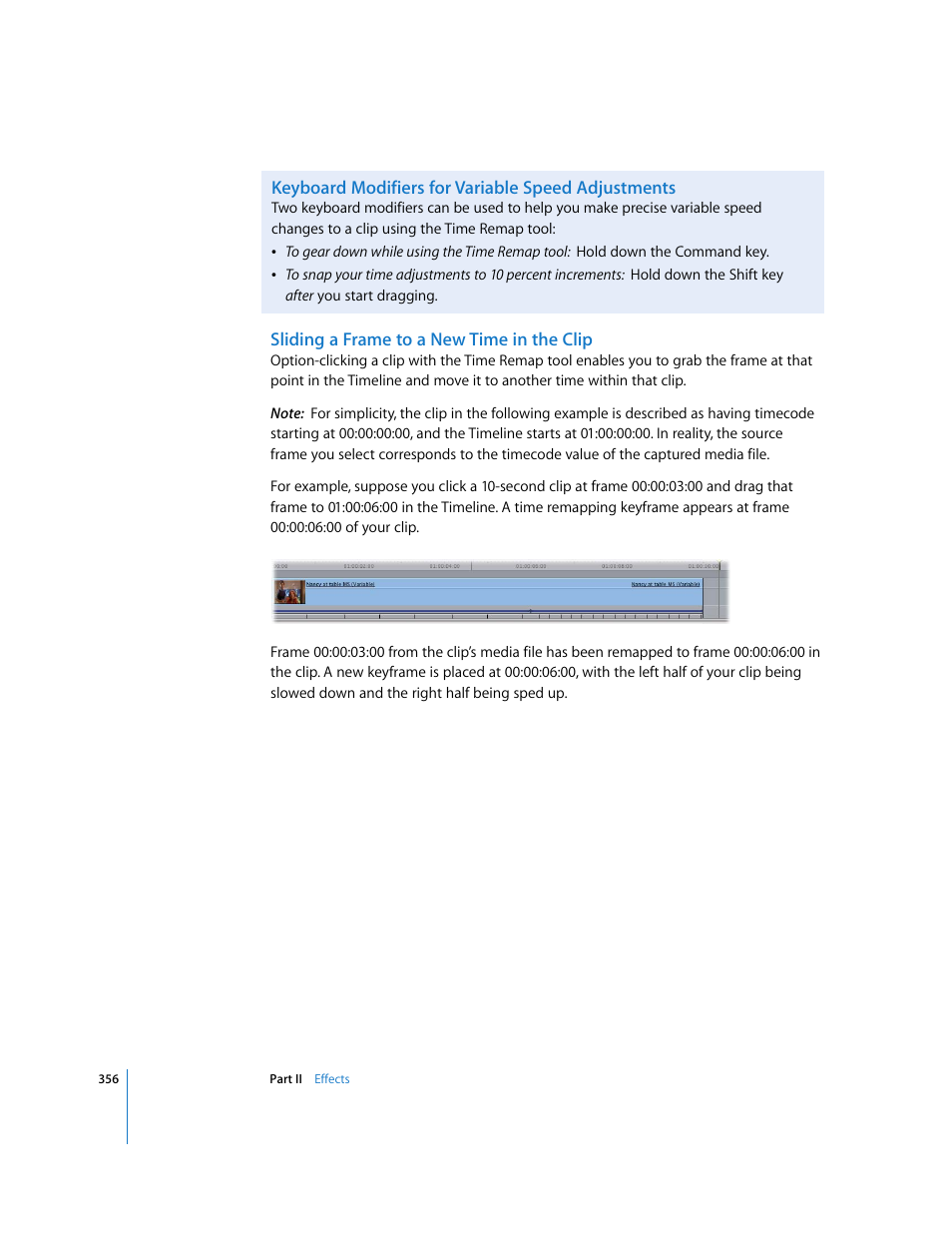 Keyboard modifiers for variable speed adjustments, Sliding a frame to a new time in the clip | Apple Final Cut Pro 6 User Manual | Page 1141 / 2033
