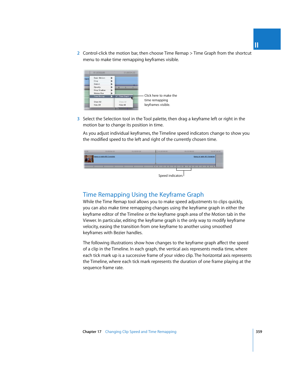 Time remapping using the keyframe graph, Time, Remapping using the keyframe graph | Apple Final Cut Pro 6 User Manual | Page 1144 / 2033