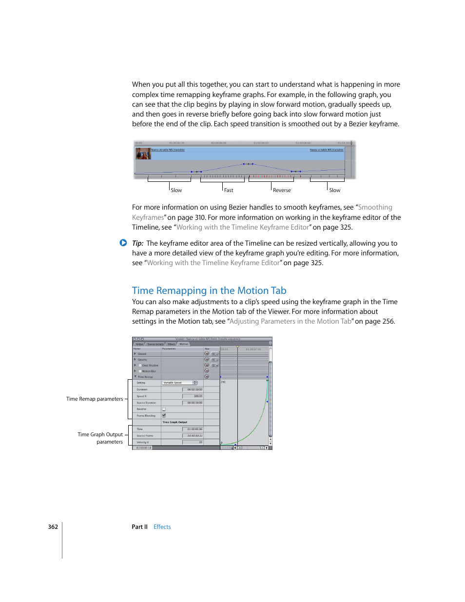 Time remapping in the motion tab, Time remapping in the, Motion tab | Apple Final Cut Pro 6 User Manual | Page 1147 / 2033