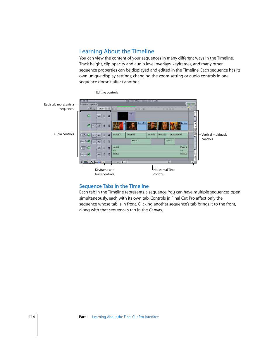 Learning about the timeline, Sequence tabs in the timeline, P. 114) | Apple Final Cut Pro 6 User Manual | Page 115 / 2033