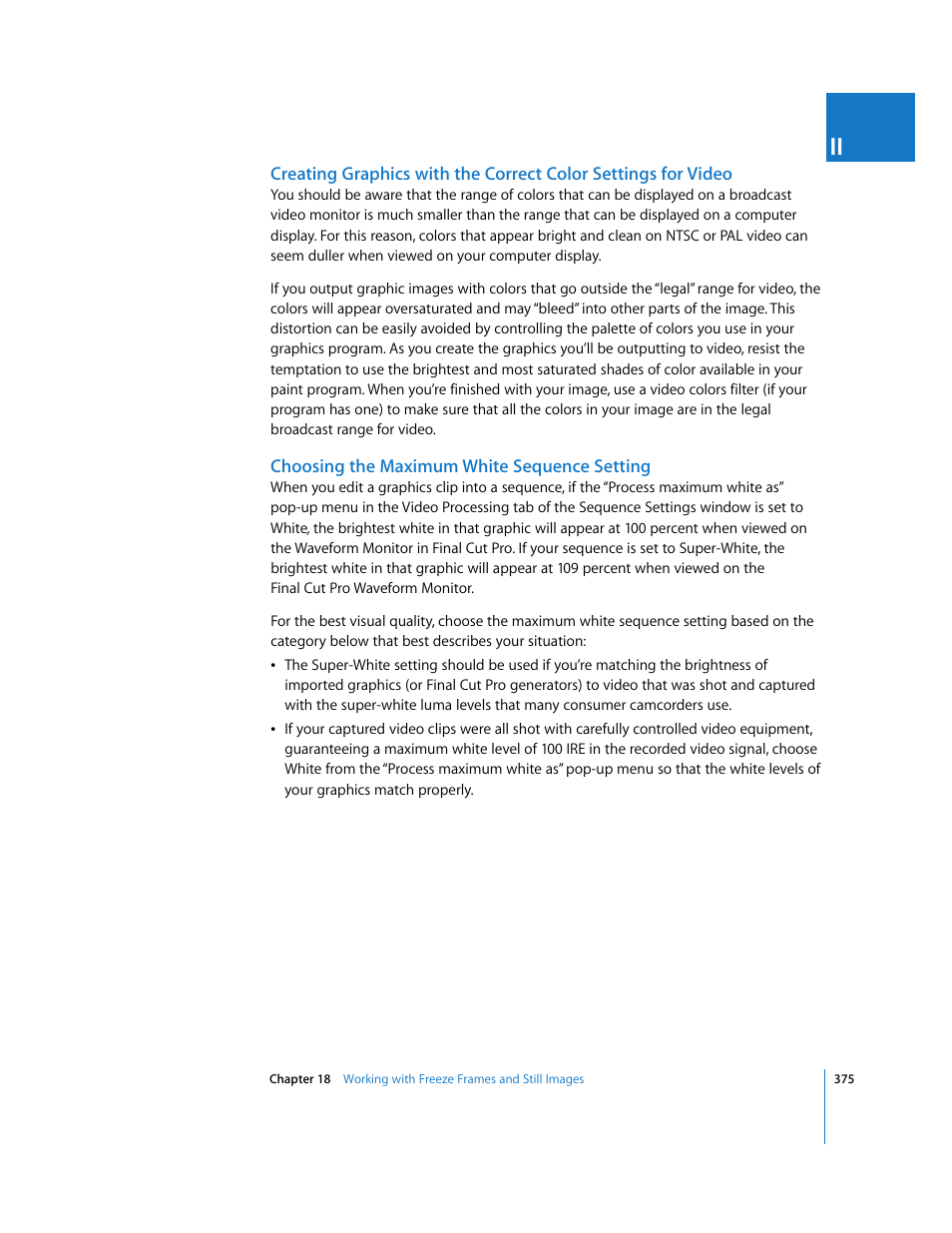 Choosing the maximum white sequence setting | Apple Final Cut Pro 6 User Manual | Page 1160 / 2033