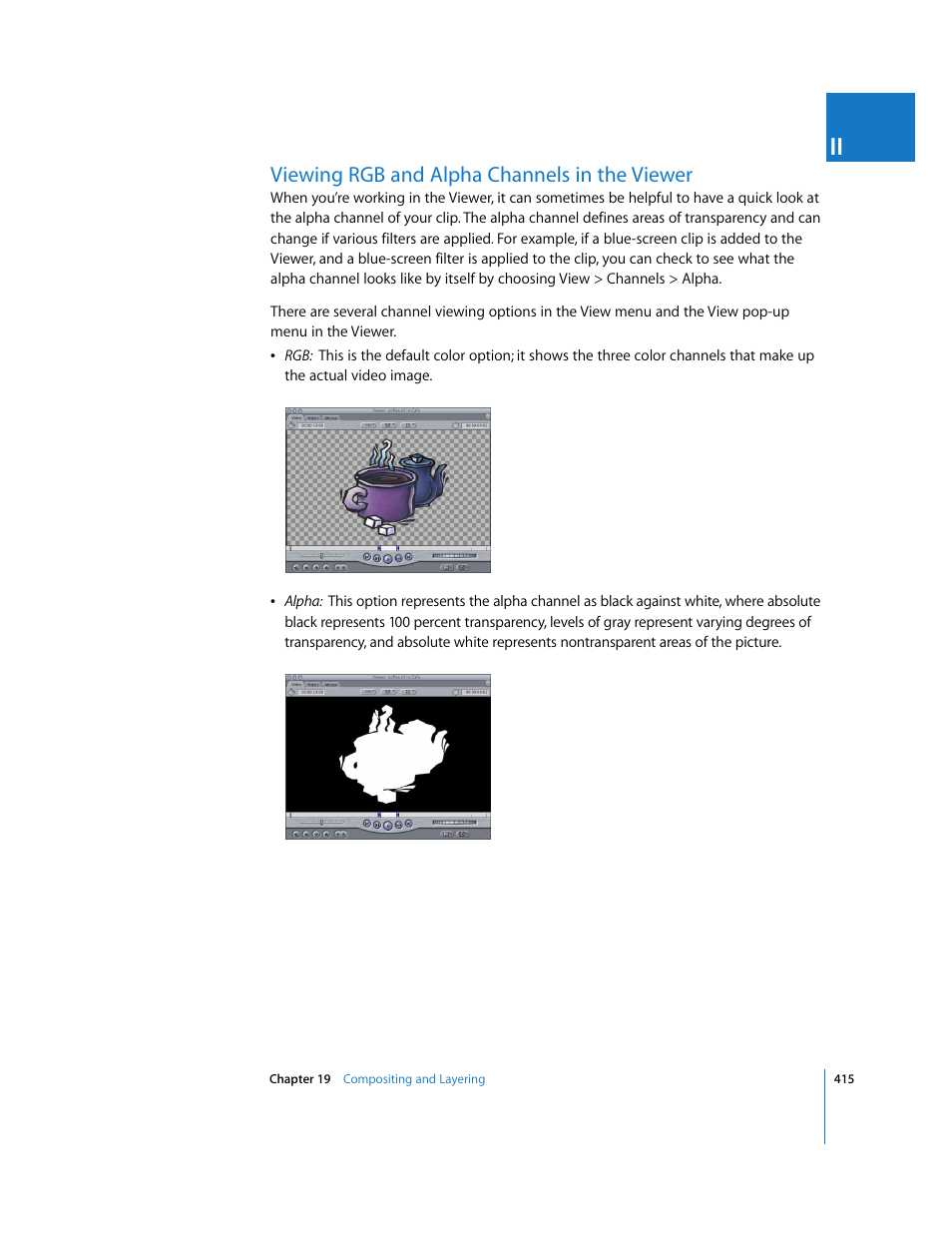 Viewing rgb and alpha channels in the viewer | Apple Final Cut Pro 6 User Manual | Page 1200 / 2033