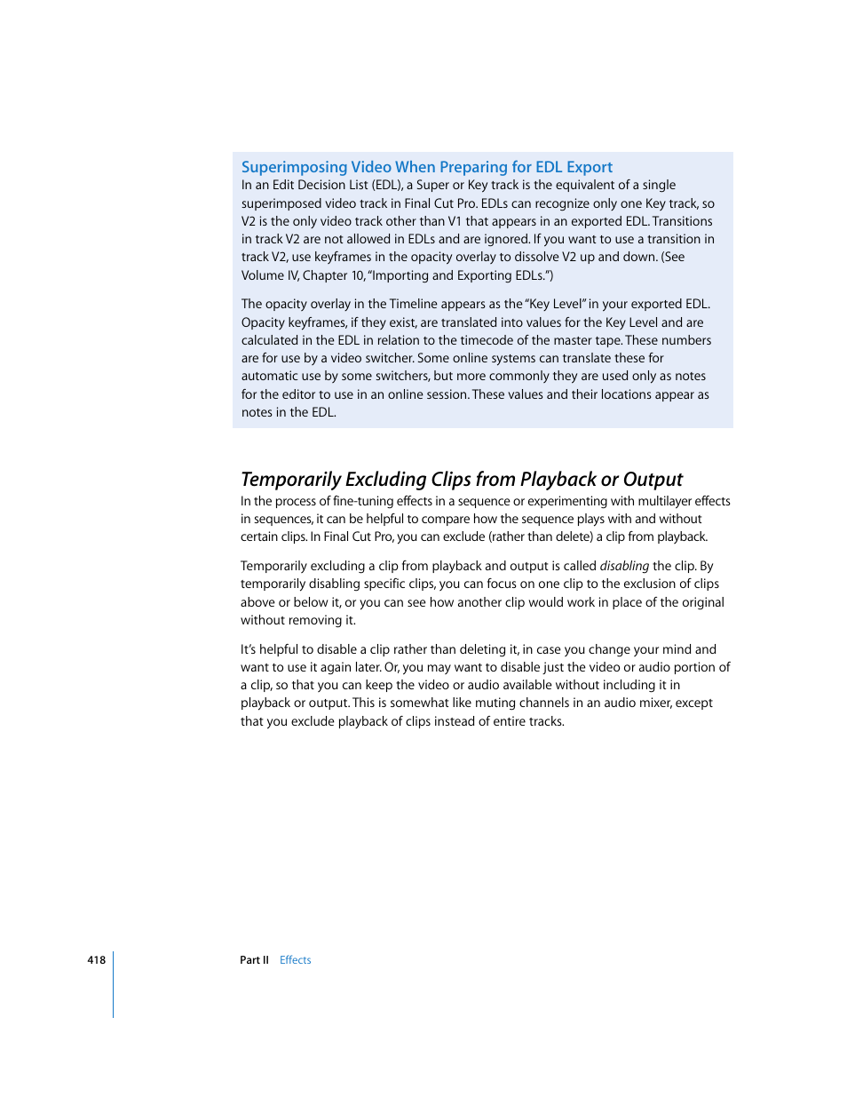 Superimposing video when preparing for edl export, P. 418) | Apple Final Cut Pro 6 User Manual | Page 1203 / 2033