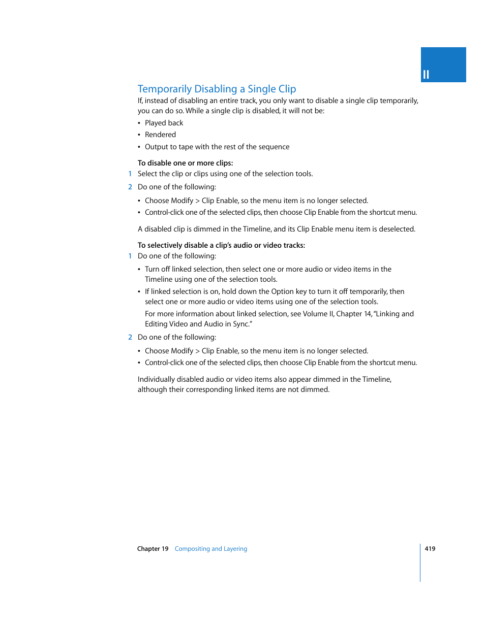 Temporarily disabling a single clip | Apple Final Cut Pro 6 User Manual | Page 1204 / 2033