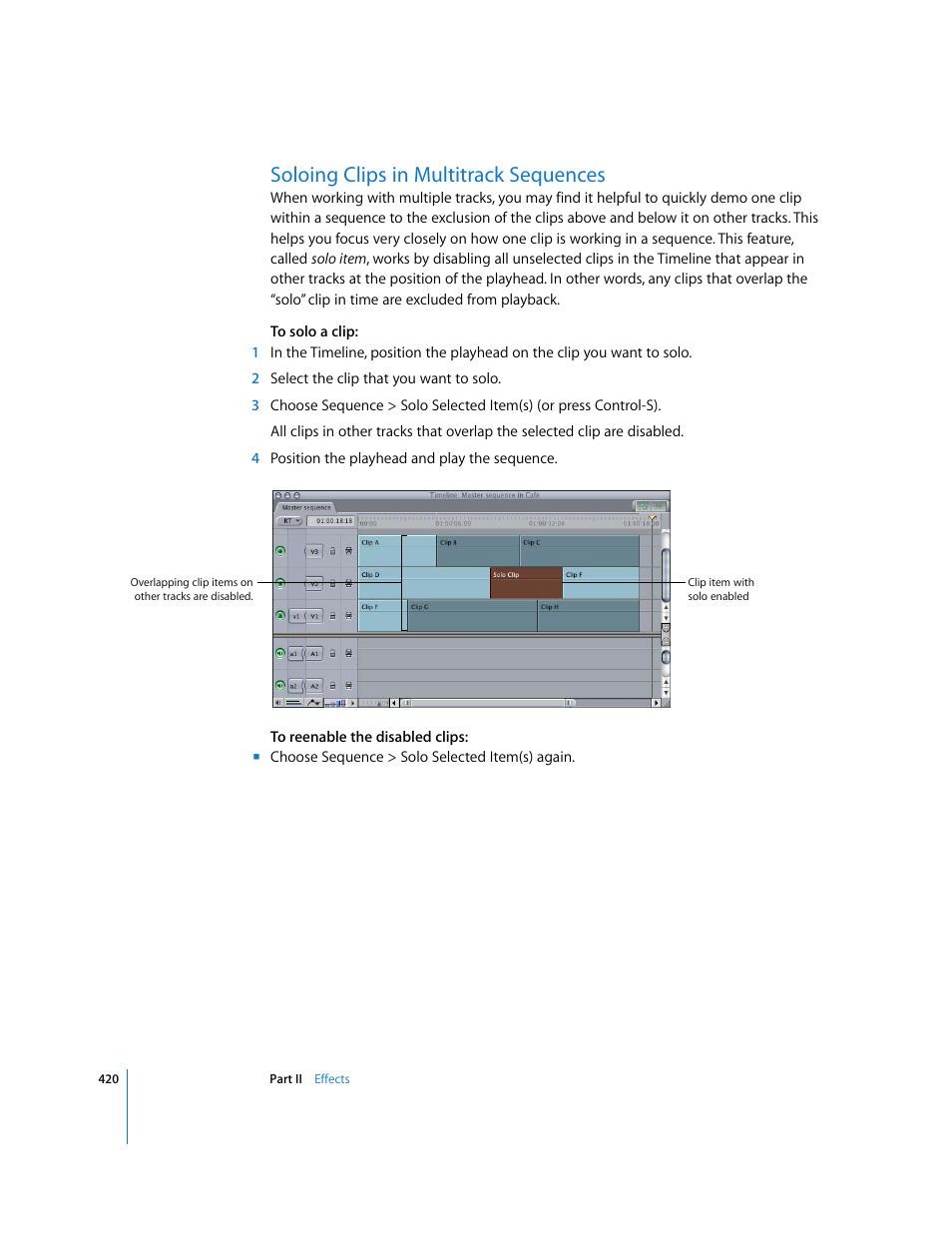 Soloing clips in multitrack sequences | Apple Final Cut Pro 6 User Manual | Page 1205 / 2033