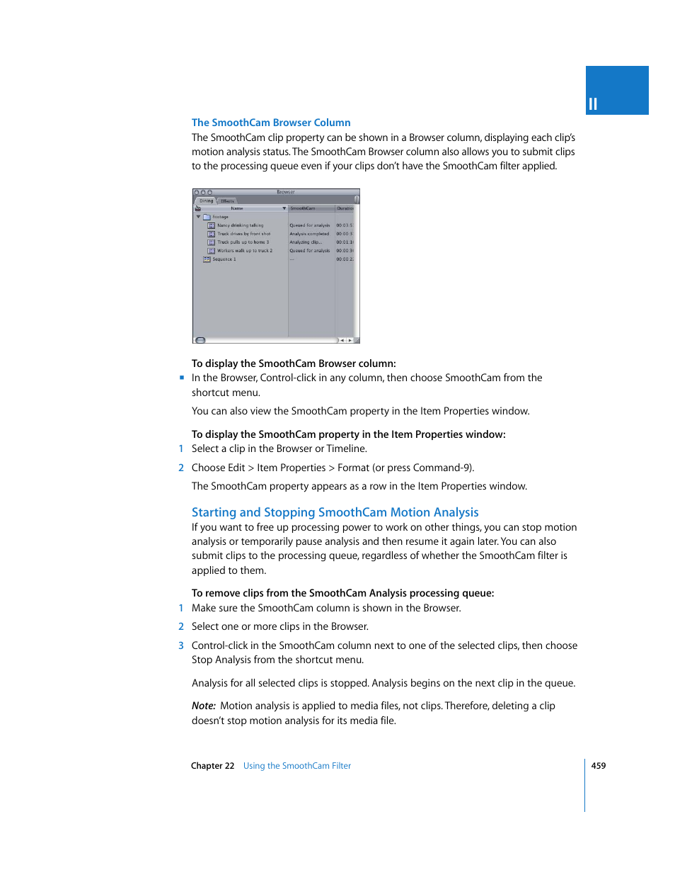 Starting and stopping smoothcam motion analysis | Apple Final Cut Pro 6 User Manual | Page 1244 / 2033