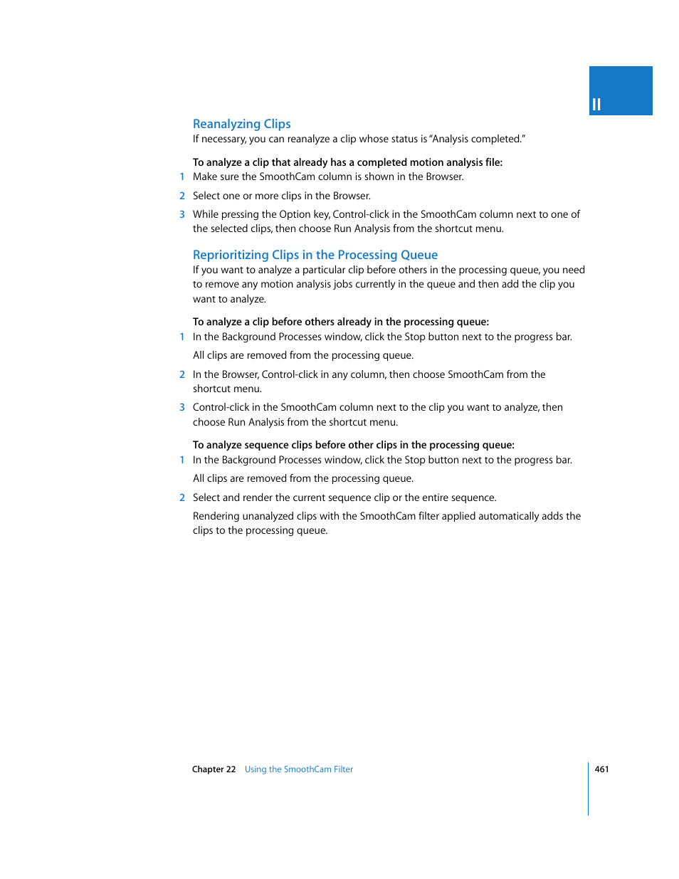 Reanalyzing clips, Reprioritizing clips in the processing queue | Apple Final Cut Pro 6 User Manual | Page 1246 / 2033