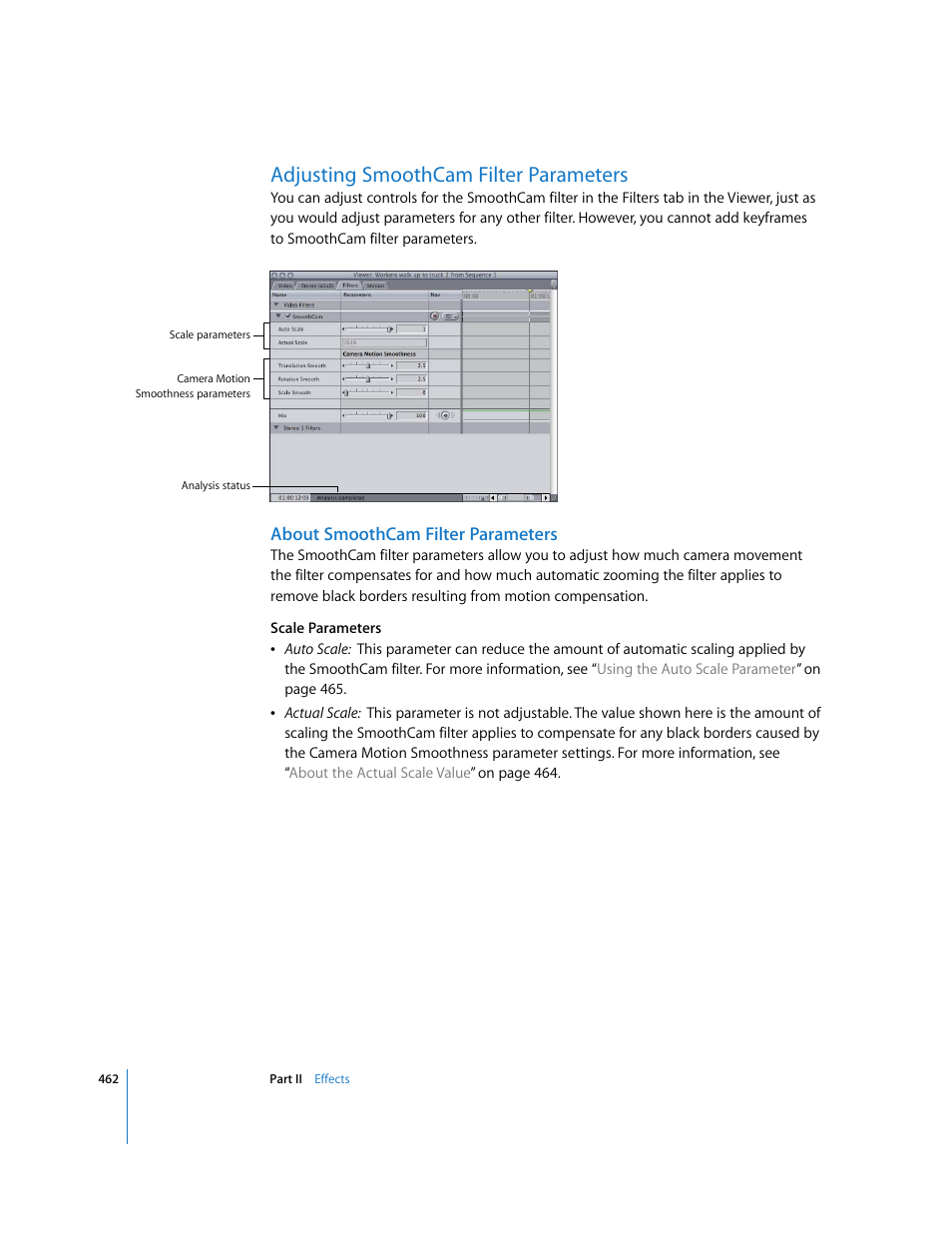 Adjusting smoothcam filter parameters, About smoothcam filter parameters | Apple Final Cut Pro 6 User Manual | Page 1247 / 2033