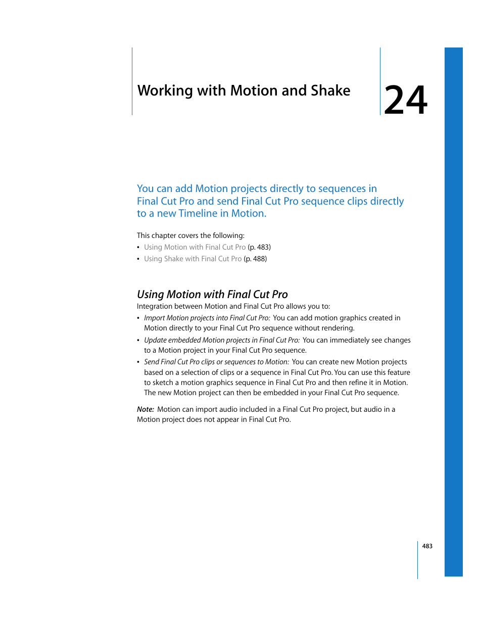 Working with motion and shake, Using motion with finalcutpro, Chapter 24 | Using motion with final cut pro | Apple Final Cut Pro 6 User Manual | Page 1268 / 2033
