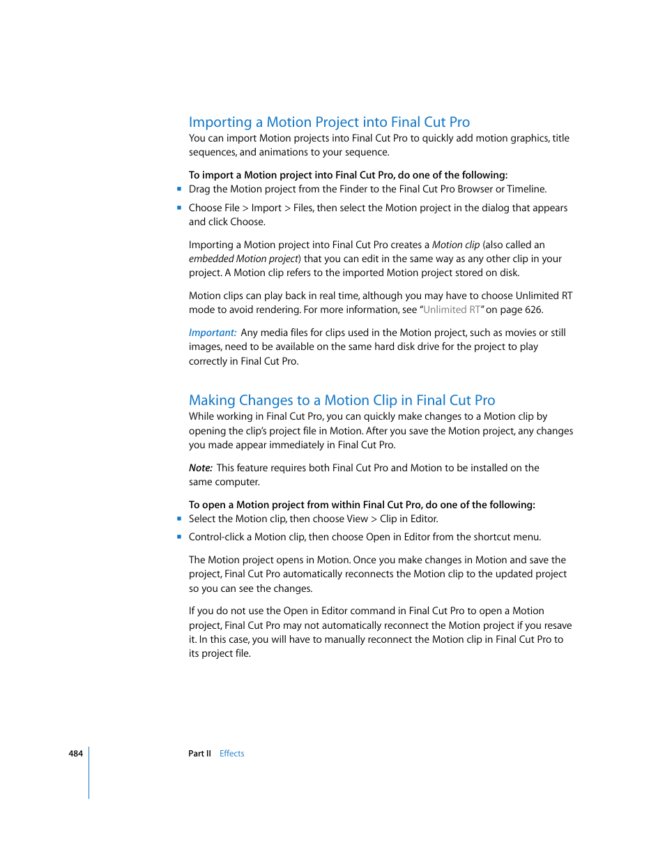 Importing a motion project into finalcutpro, Making changes to a motion clip in finalcutpro, Importing a motion project into final cut pro | Making changes to a motion clip in final cut pro | Apple Final Cut Pro 6 User Manual | Page 1269 / 2033