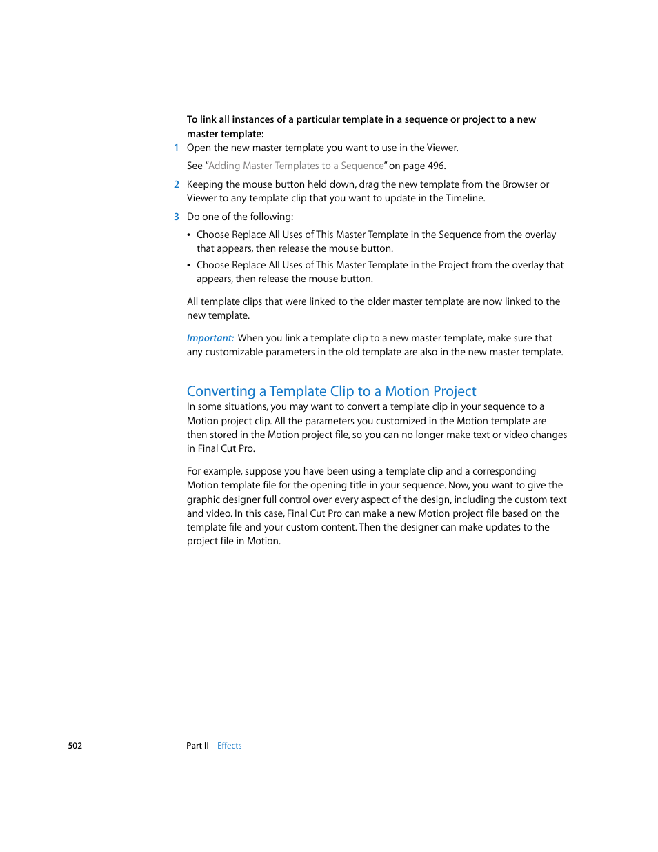 Converting a template clip to a motion project, P. 502) | Apple Final Cut Pro 6 User Manual | Page 1287 / 2033