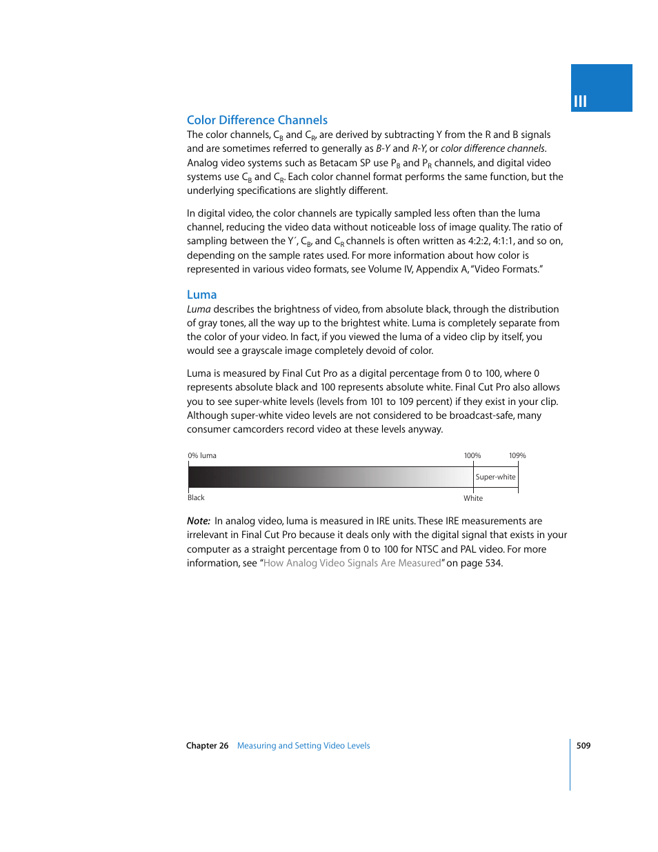 Color difference channels, Luma | Apple Final Cut Pro 6 User Manual | Page 1294 / 2033