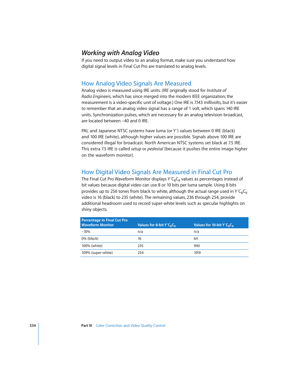 Working with analog video, How analog video signals are measured, P. 534) | Apple Final Cut Pro 6 User Manual | Page 1319 / 2033