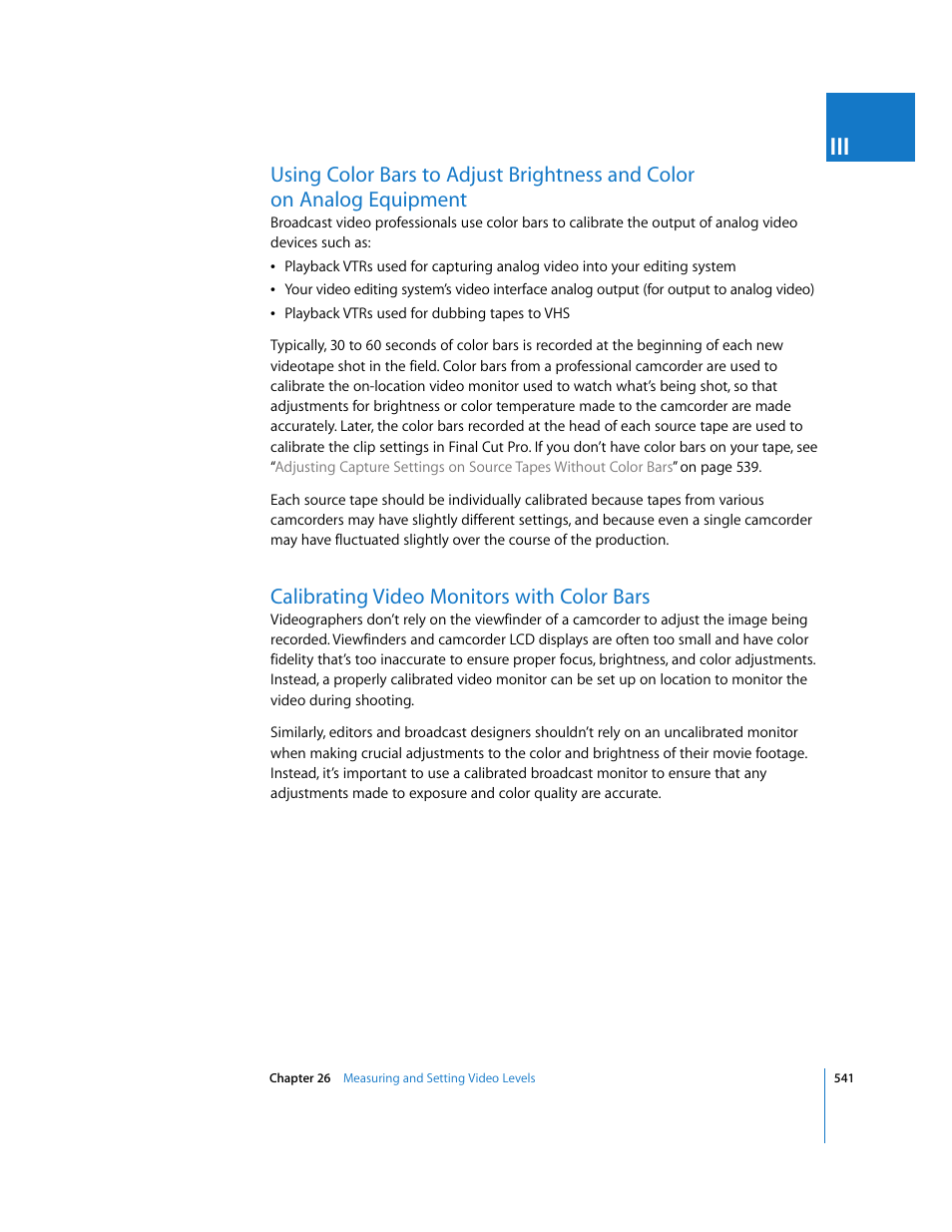 Calibrating video monitors with color bars | Apple Final Cut Pro 6 User Manual | Page 1326 / 2033