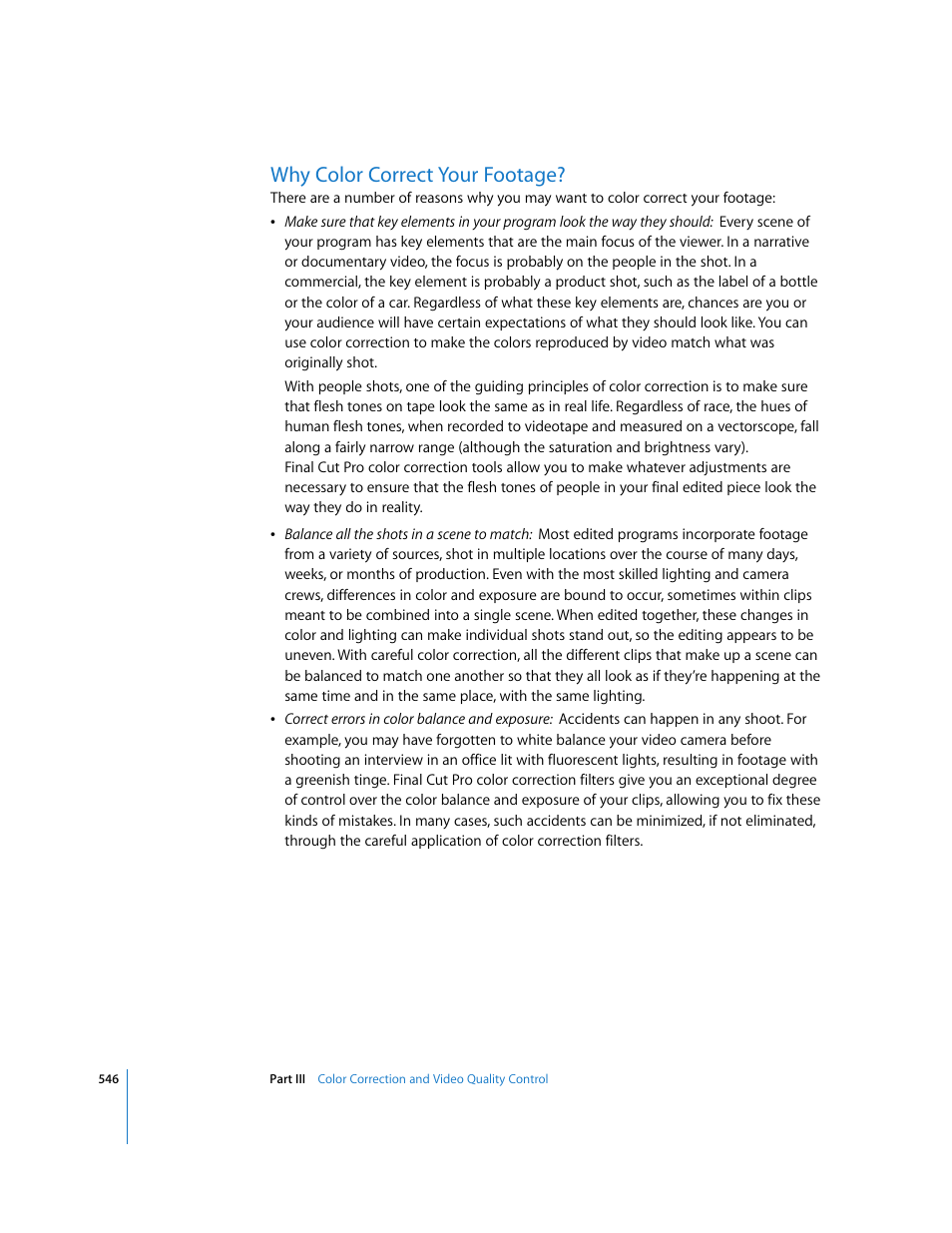 Why color correct your footage | Apple Final Cut Pro 6 User Manual | Page 1331 / 2033