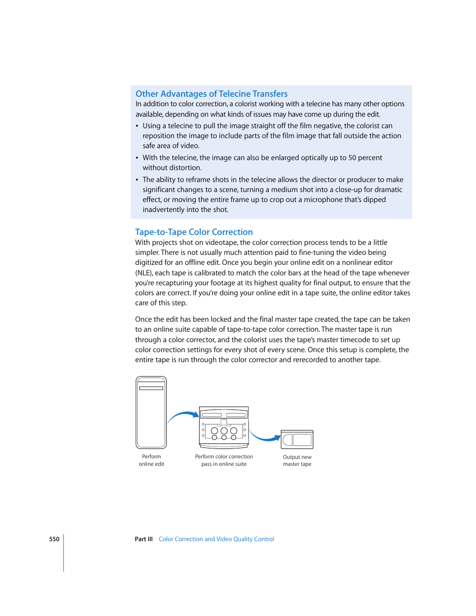 Other advantages of telecine transfers, Tape-to-tape color correction | Apple Final Cut Pro 6 User Manual | Page 1335 / 2033