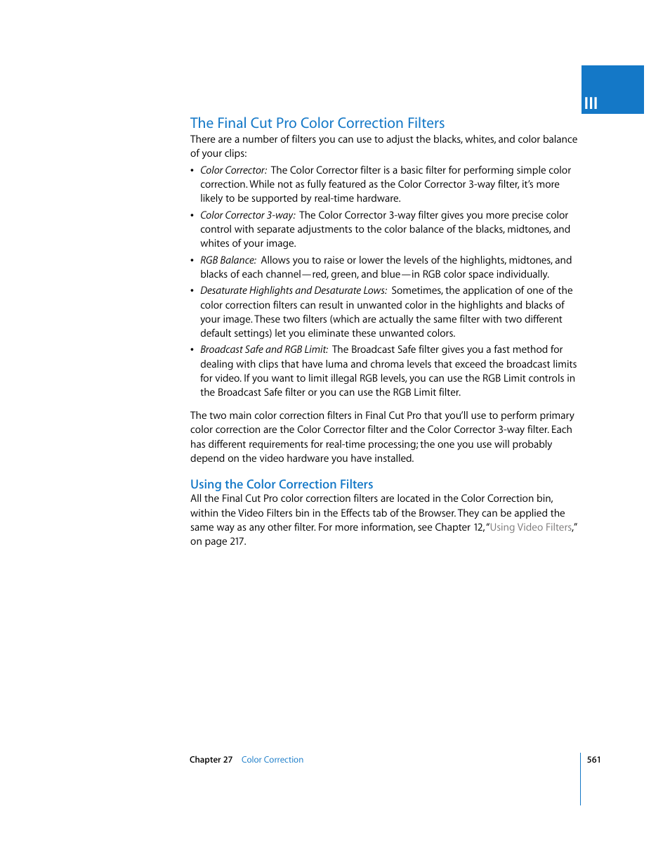 The finalcutpro color correction filters, Using the color correction filters, The final cut pro color correction filters | Apple Final Cut Pro 6 User Manual | Page 1346 / 2033