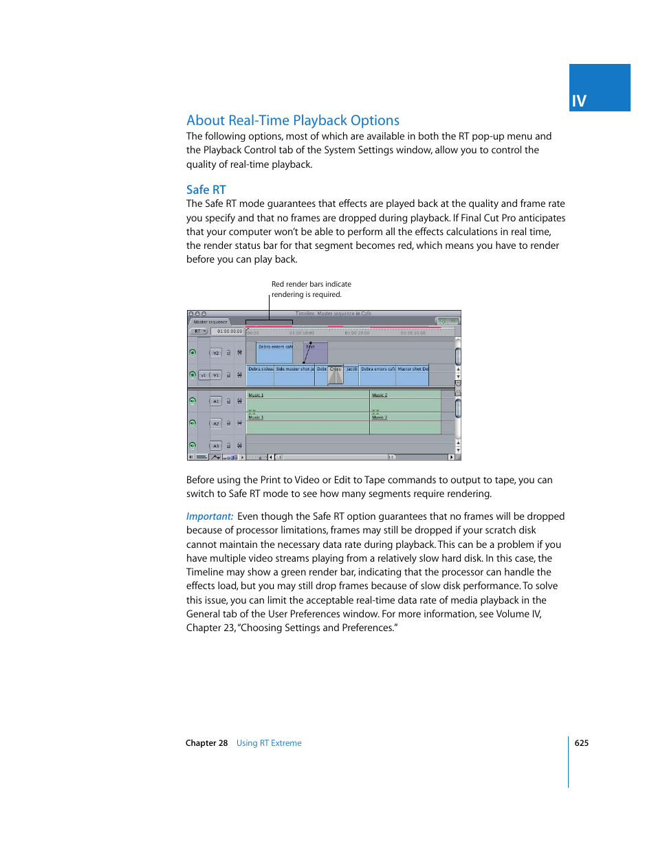 About realtime playback options, Safe rt, About real-time playback options | About real-time, Playback options, About, Real-time playback options, Scribed in | Apple Final Cut Pro 6 User Manual | Page 1410 / 2033