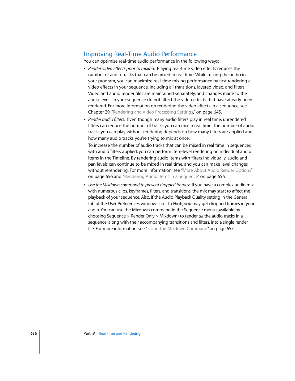 Improving real-time audio performance | Apple Final Cut Pro 6 User Manual | Page 1421 / 2033