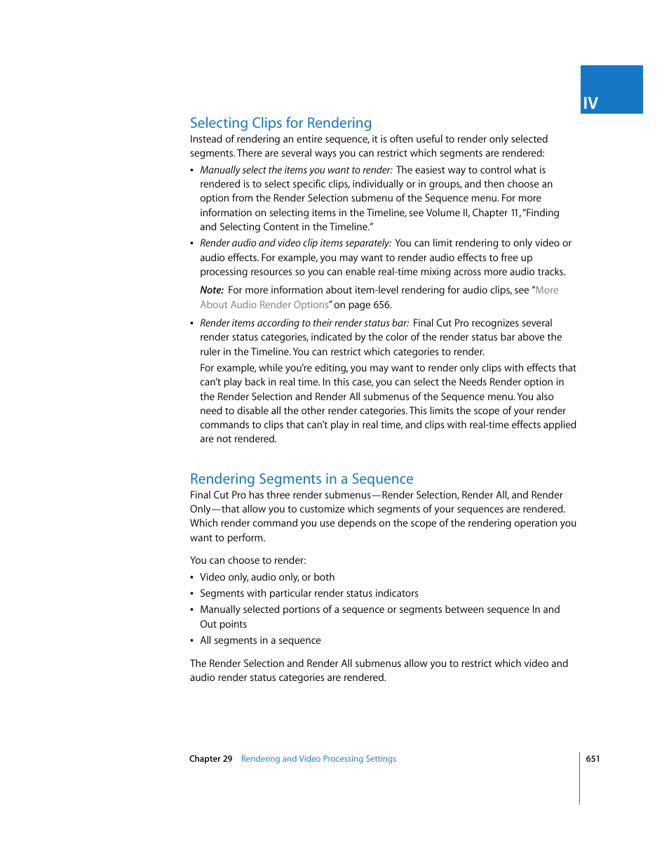 Selecting clips for rendering, Rendering segments in a sequence | Apple Final Cut Pro 6 User Manual | Page 1436 / 2033