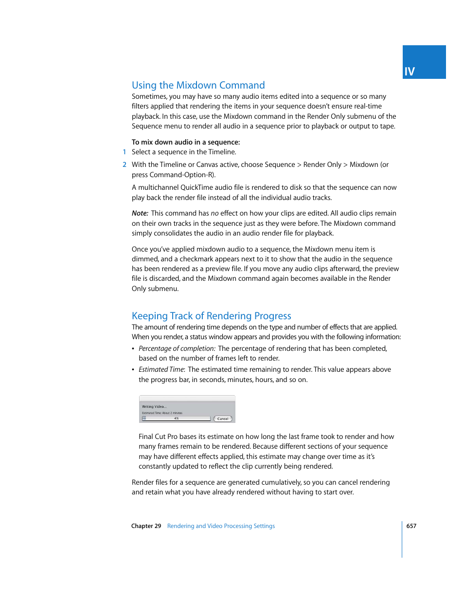 Using the mixdown command, Keeping track of rendering progress | Apple Final Cut Pro 6 User Manual | Page 1442 / 2033