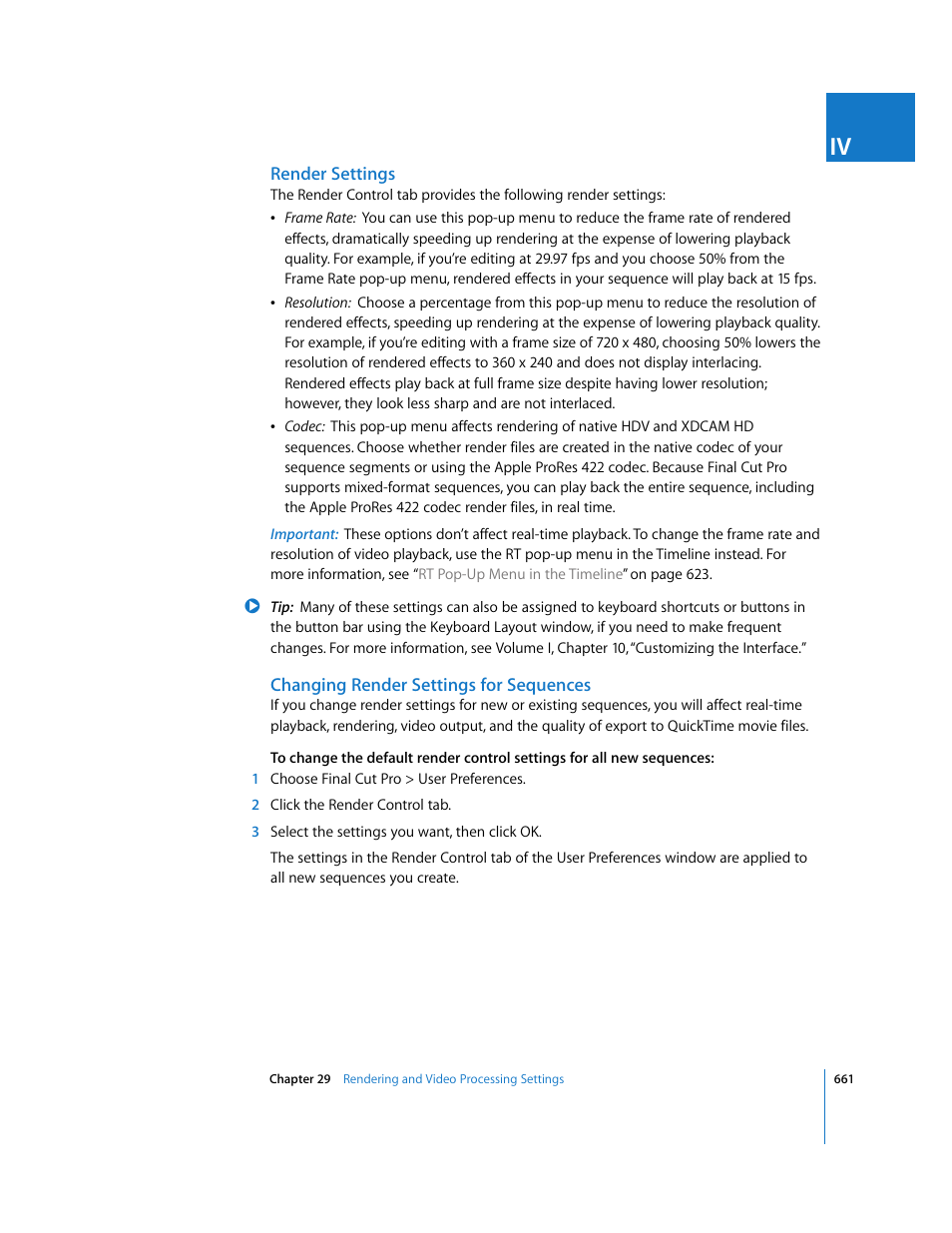 Render settings, Changing render settings for sequences | Apple Final Cut Pro 6 User Manual | Page 1446 / 2033