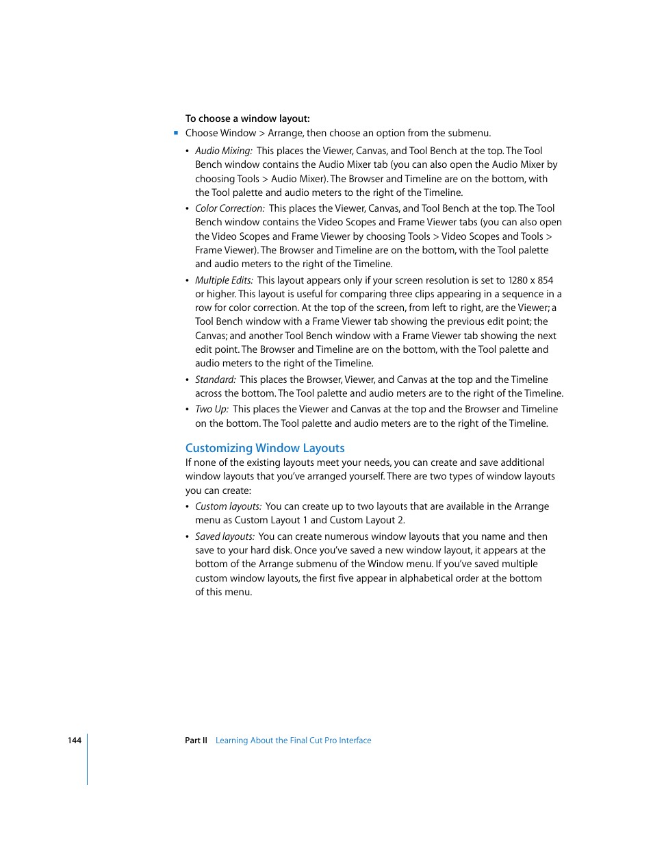 Customizing window layouts | Apple Final Cut Pro 6 User Manual | Page 145 / 2033