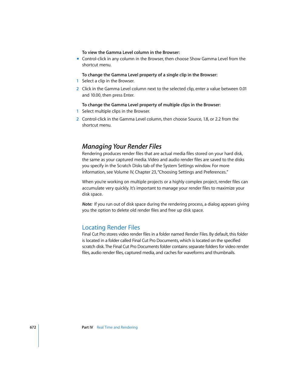 Managing your render files, Locating render files, P. 672) | Apple Final Cut Pro 6 User Manual | Page 1457 / 2033