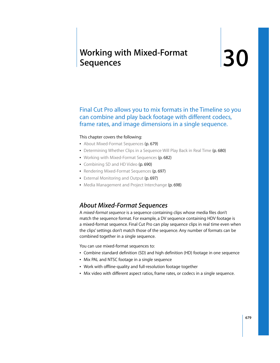 Working with mixed-format sequences, About mixed-format sequences, Chapter 30 | Apple Final Cut Pro 6 User Manual | Page 1464 / 2033