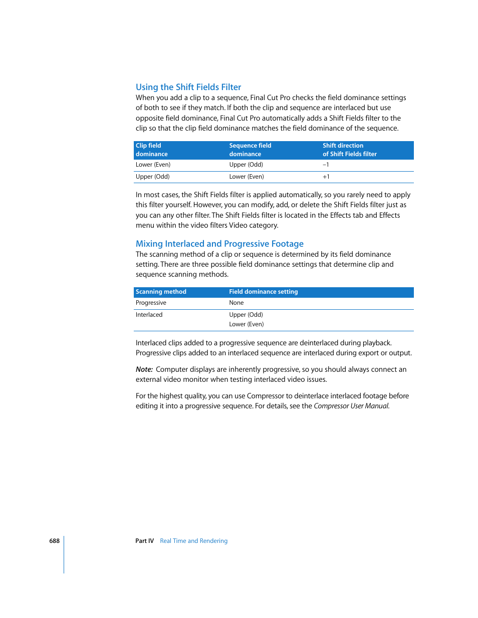 Using the shift fields filter, Mixing interlaced and progressive footage | Apple Final Cut Pro 6 User Manual | Page 1473 / 2033