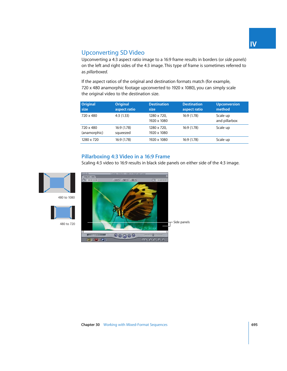 Upconverting sd video, Pillarboxing 4:3 video in a 16:9 frame | Apple Final Cut Pro 6 User Manual | Page 1480 / 2033