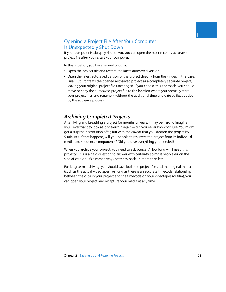 Archiving completed projects, P. 23) | Apple Final Cut Pro 6 User Manual | Page 1506 / 2033